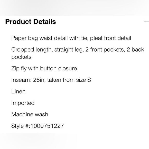 Magaschoni Linen Paper Bag Waist Cropped Pant With Drawstring Tie & Pleated - Picture 7 of 7